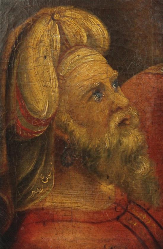 18th century English School Fragment with head study of a man wearing a turban, probably one of the Wise Men 11 x 7.5in.